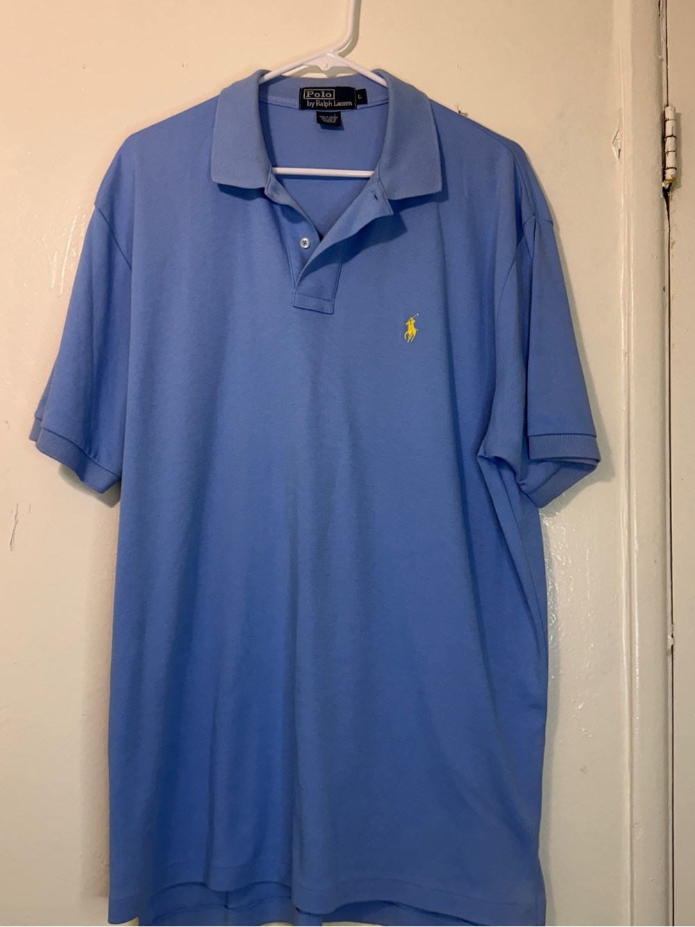 Polo Ralph Lauren Light Blue Short Sleeve Polo Men's Large Yellow Pony Cotton
